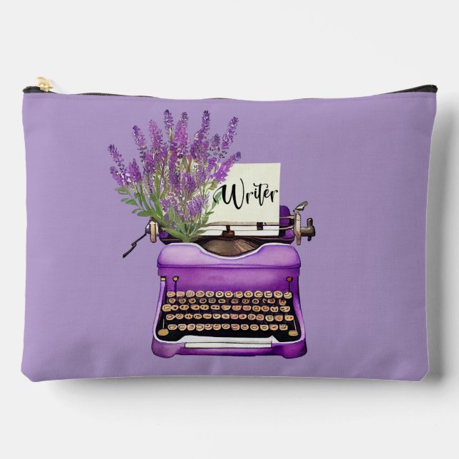 Purple Typewriter Writer Accessory Pouch (Front)