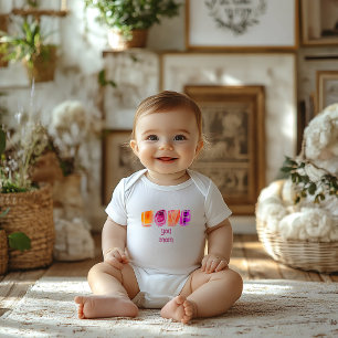 Purple typography love you mum baby bodysuit