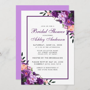Purple Ultra Violet Floral Bridal Shower Invite VF