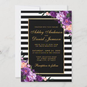 Purple Ultra Violet Floral Wedding Invitation SP