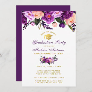 Purple Ultra Violet Graduation Party Invite PFB