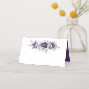 Purple Ultra Violet Lavender Grey Watercolor Roses Place Card