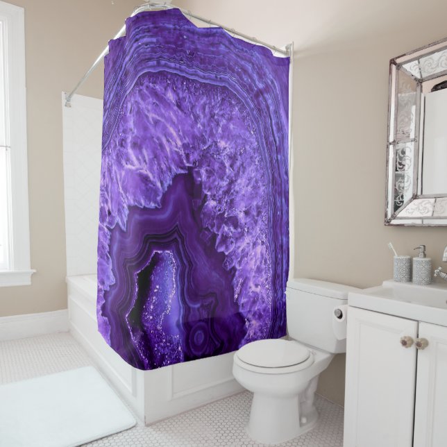 Purple Ultra Violett Agate Mineral Gemstone Shower Curtain (In Situ)
