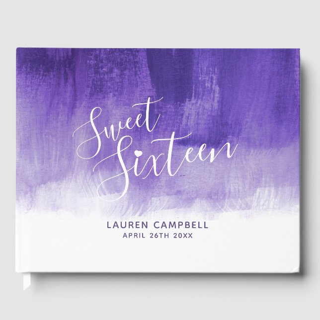 Purple ultraviolet modern art sweet sixteen custom guest book (Front)