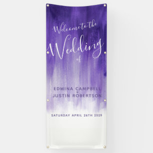 Purple ultraviolet wedding art welcome banner