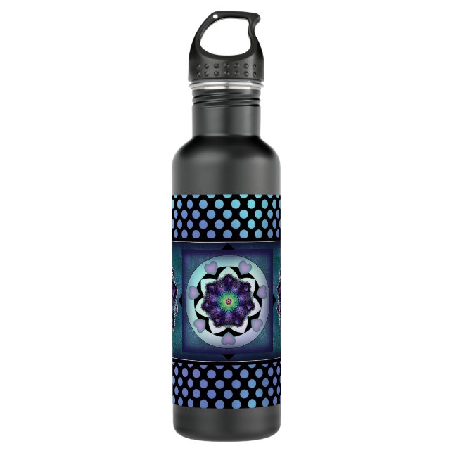 Purple umbrella & hearts .7 710 ml water bottle (Front)