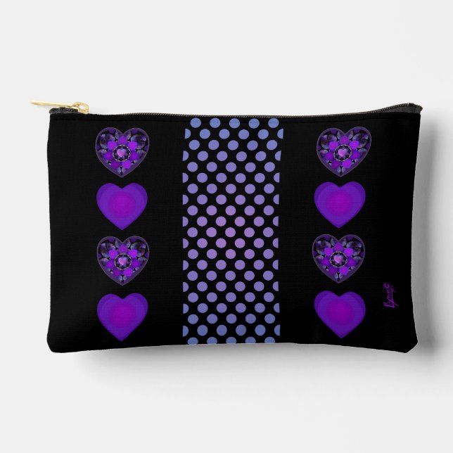 Purple umbrella & hearts .7 accessory pouch (Front)