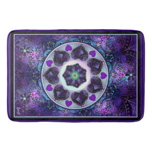 Purple umbrella & hearts .7 bath mat