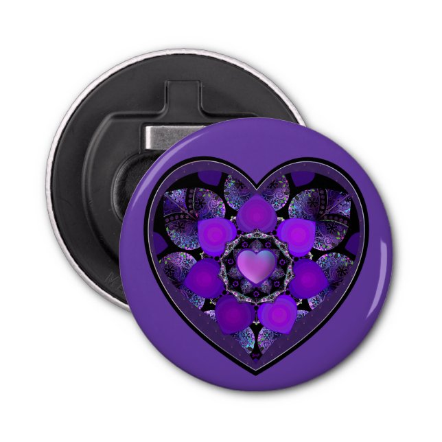 Purple umbrella & hearts .7 bottle opener (Front)