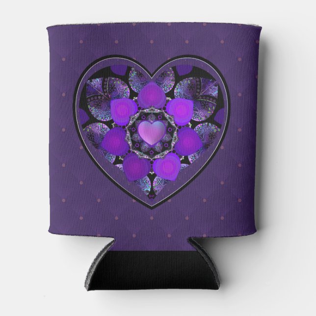 Purple umbrella & hearts .7 can cooler (Front)