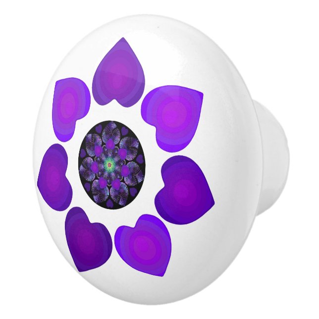 Purple umbrella & hearts .7 ceramic knob (Right)