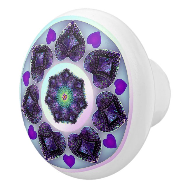 Purple umbrella & hearts .7 ceramic knob (Right)