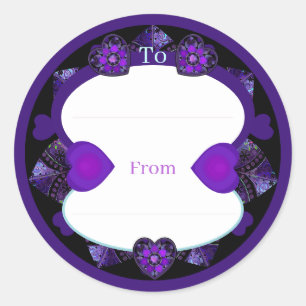 Purple umbrella & hearts .7 classic round sticker