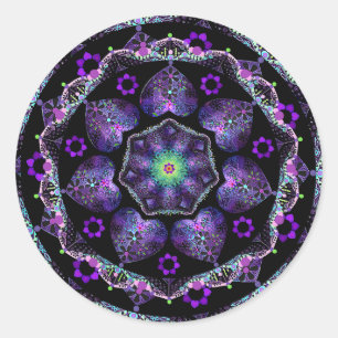 Purple umbrella & hearts .7 classic round sticker