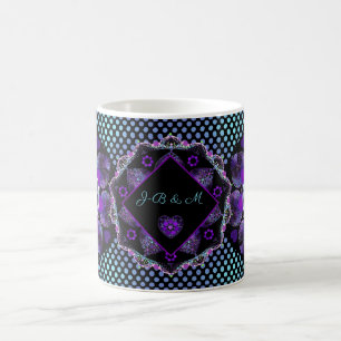 Purple umbrella & hearts .7 coffee mug