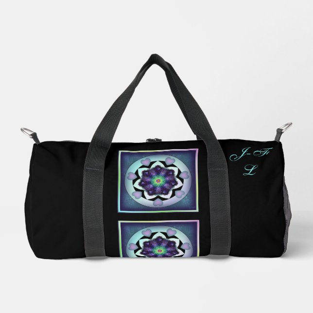 Purple umbrella & hearts .7 duffle bag (Front)