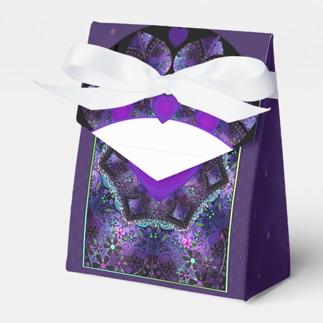 Purple umbrella & hearts .7 favour box (Front Side)