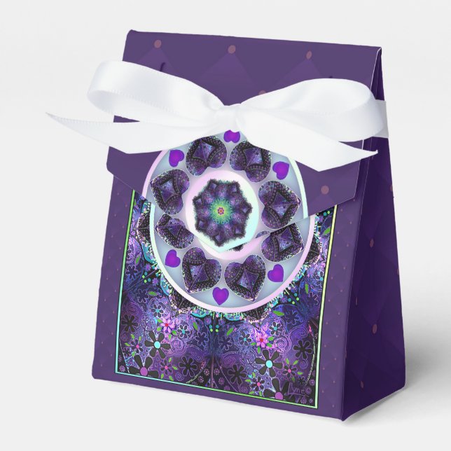 Purple umbrella & hearts .7 favour box (Front Side)