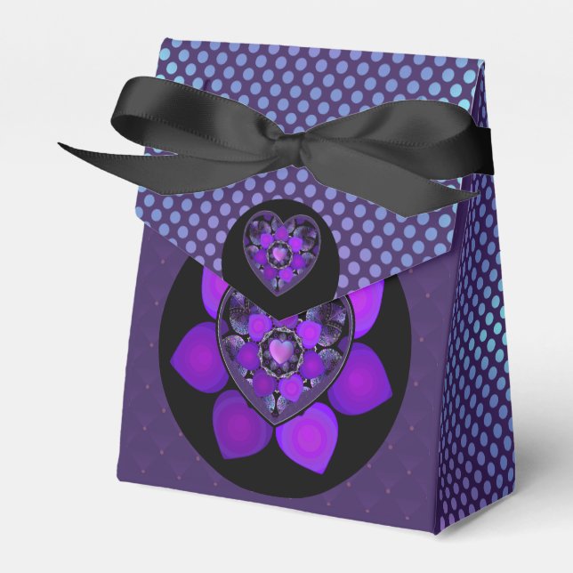 Purple umbrella & hearts.7 favour box (Front Side)