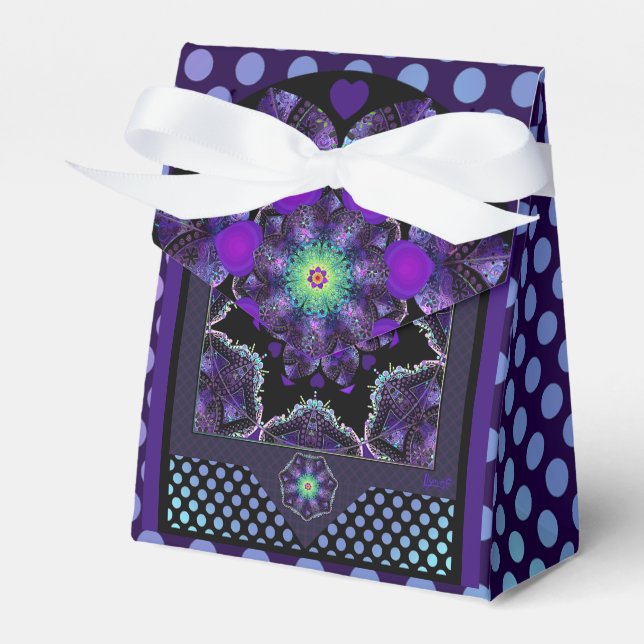 Purple umbrella & hearts .7 favour box (Front Side)