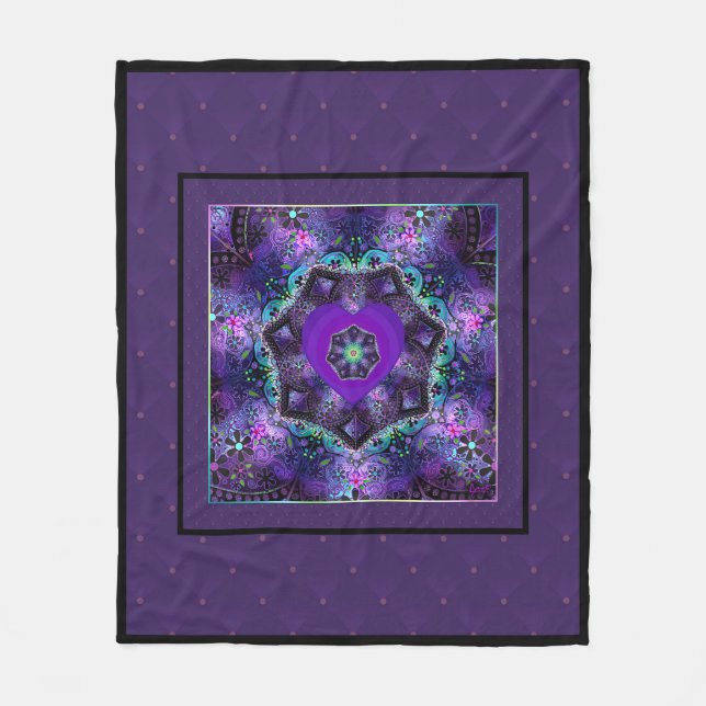 Purple umbrella & hearts .7 fleece blanket (Front)