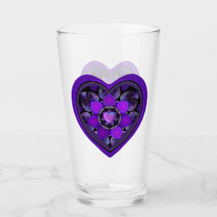 Purple umbrella & hearts .7 glass