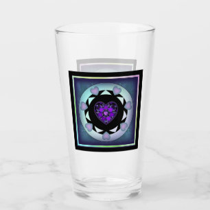 Purple umbrella & hearts .7 glass