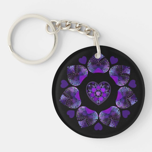 Purple umbrella & hearts .7 key ring (Front)