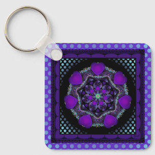 Purple Umbrella & hearts .7 Keychain