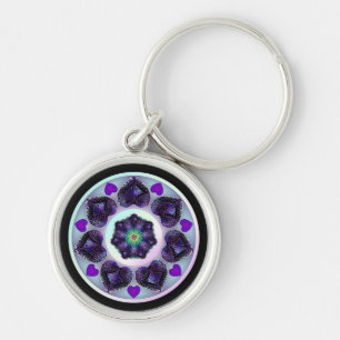 Purple Umbrella & hearts .7 Keychain