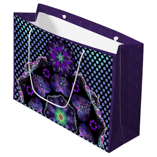 Purple umbrella & hearts .7 large gift bag (Front Angled)