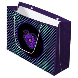 Purple umbrella & hearts .7 large gift bag