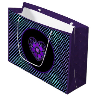 Purple umbrella & hearts .7 large gift bag