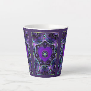 Purple umbrella & hearts .7 latte mug