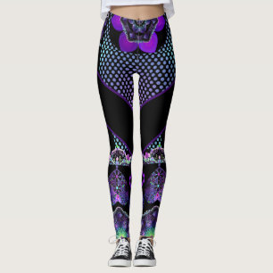 purple umbrella & hearts.7 Leggings