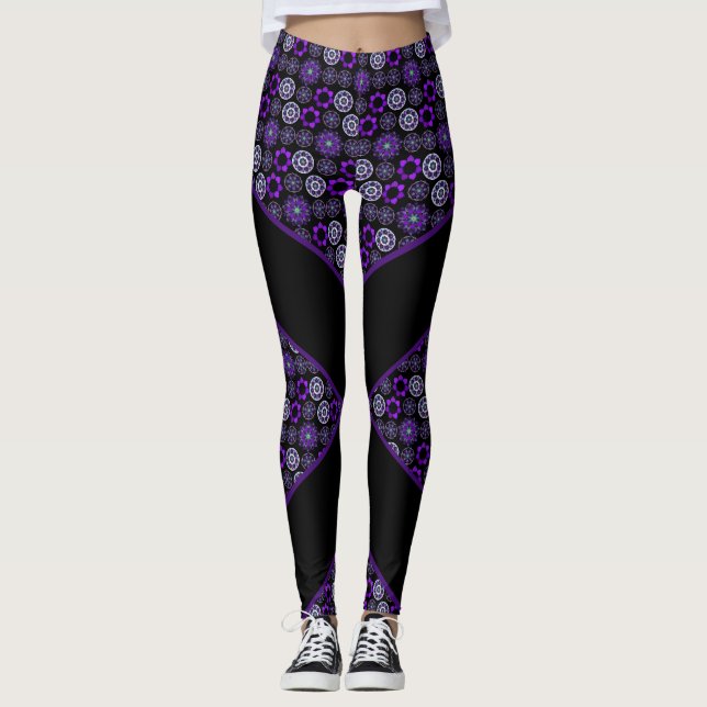 purple umbrella & hearts.7 Leggings (Front)