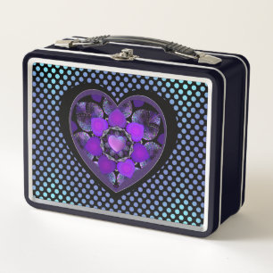 Purple umbrella & hearts .7 metal lunch box