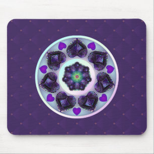 Purple umbrella & hearts .7 mouse mat