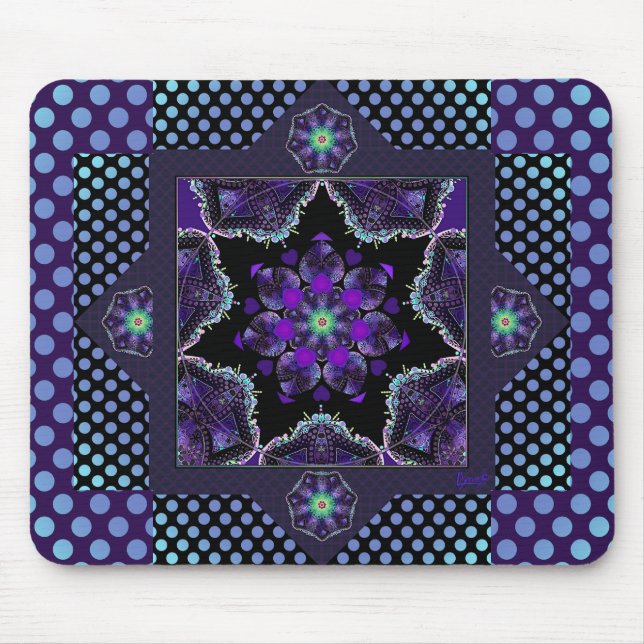 Purple umbrella & hearts .7 mouse mat (Front)