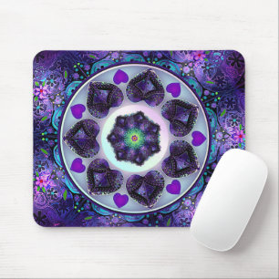 Purple umbrella & hearts .7 mouse mat