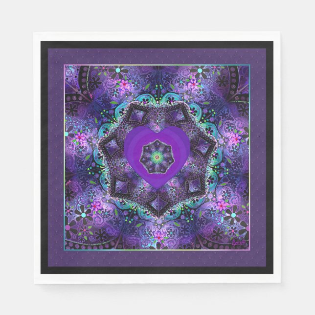Purple umbrella & hearts .7 napkin (Front)