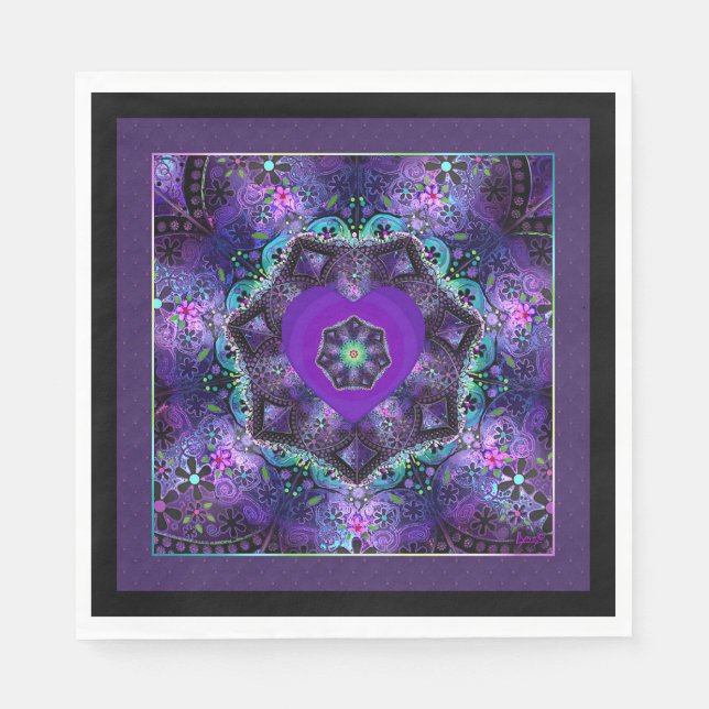 Purple umbrella & hearts .7 napkin (Front)