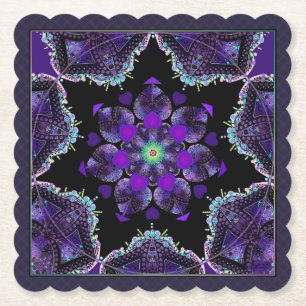 Purple umbrella & hearts .7 paper coaster