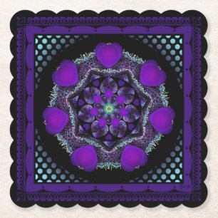 Purple umbrella & hearts .7 paper coaster