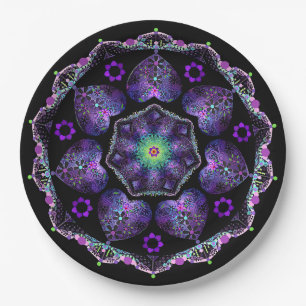 Purple umbrella & hearts .7 paper plate