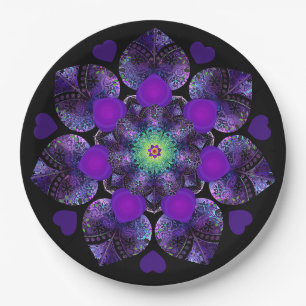 Purple umbrella & hearts .7 paper plate