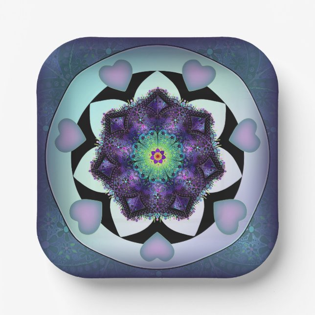 Purple umbrella & hearts .7 paper plate (Front)