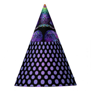 Purple umbrella & hearts .7 party hat