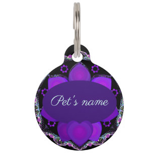 Purple umbrella & hearts .7 pet tag