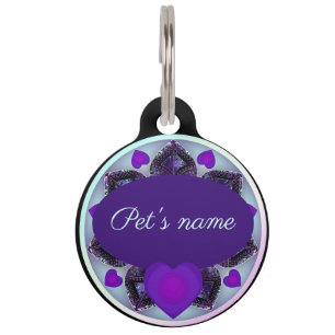 Purple umbrella & hearts .7 pet tag
